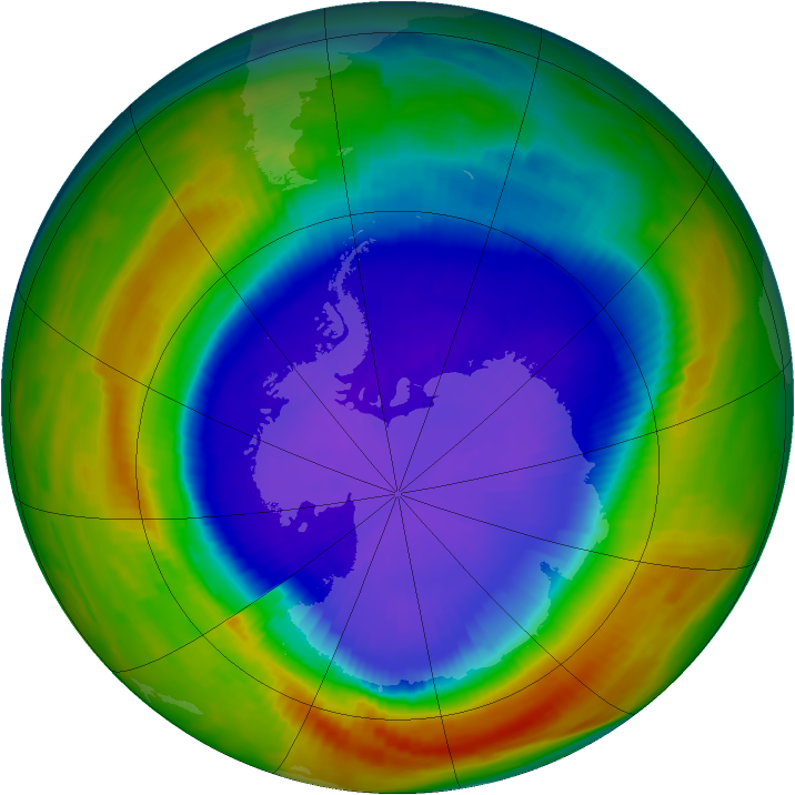 Antarctic ozone map for 20 September 1996